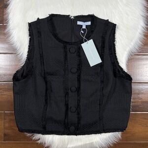 Antonio Melani Women's Size 14 Black Milly Tweed‎ Fringe Sleeveless Vest Top